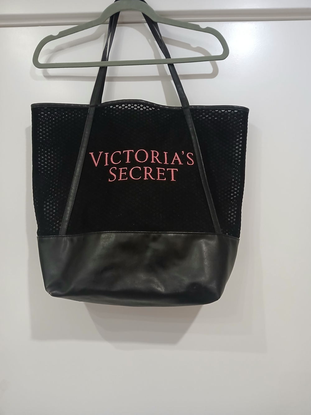Victoria's Secret Black Tote Bag with Pink Logo